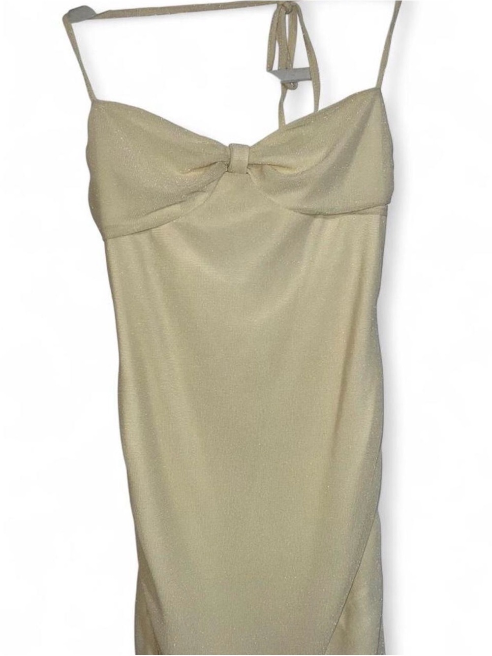 SHEIN Champagne Strapless Slip Dress with Front Bow